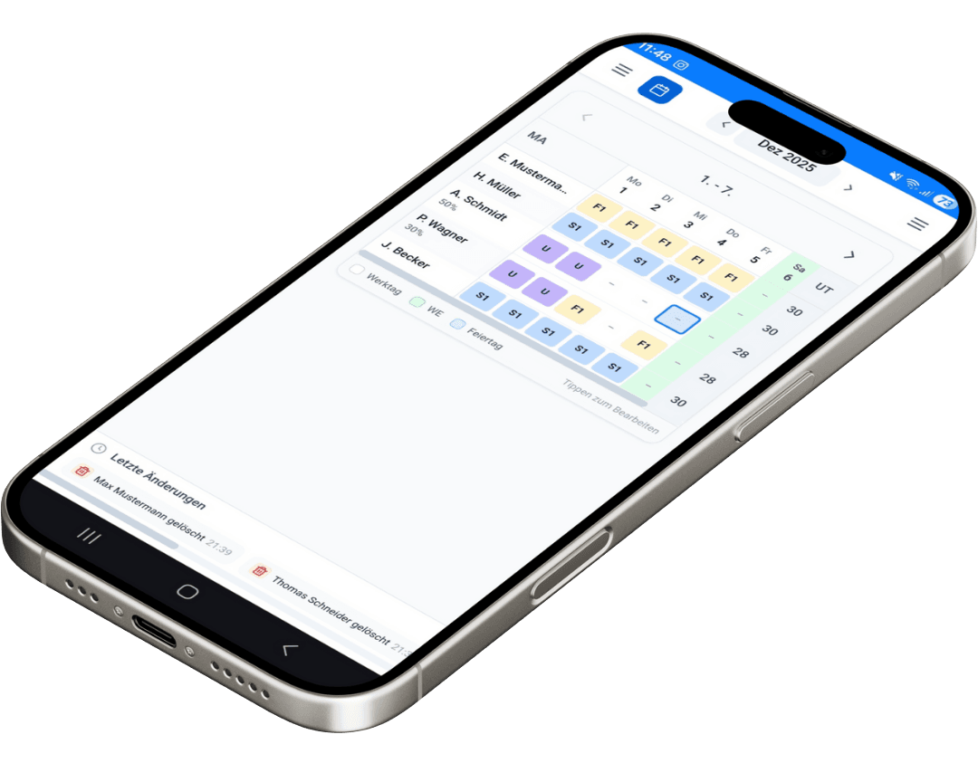 TabWeb Dienstplan auf dem Smartphone
