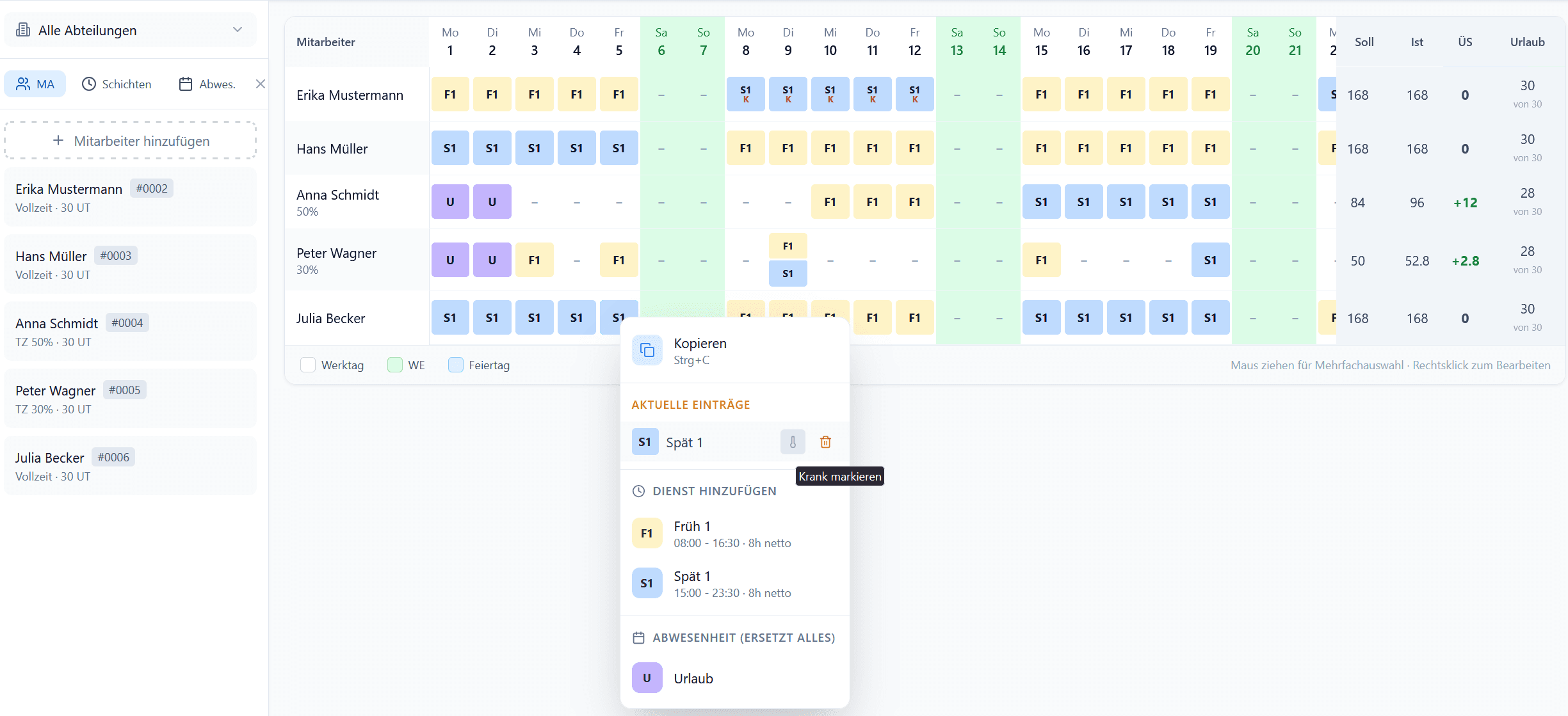 TabWeb Dienstplan Dashboard