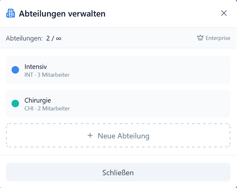 TabWeb Dienstplan Abteilungen