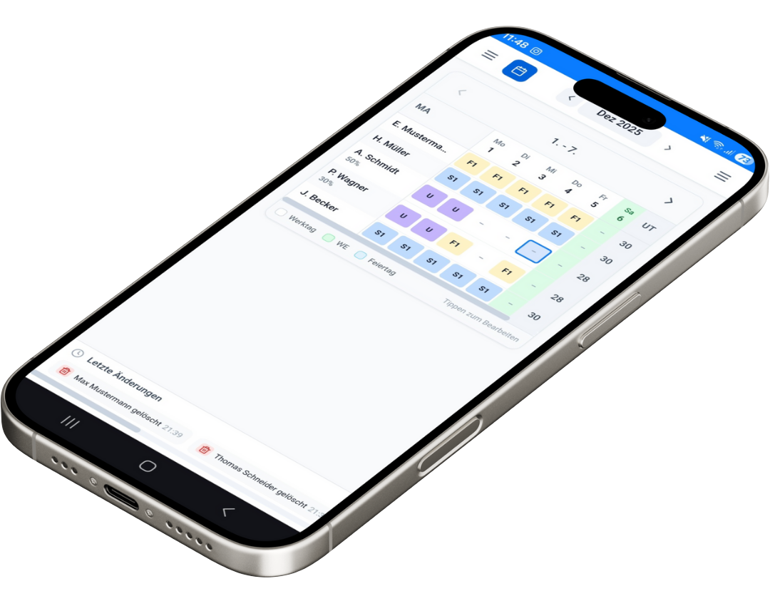 TabWeb Dienstplan auf dem Smartphone